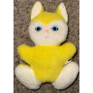Vintage Cuddle Toy Douglas Yellow Kitten 9" Plush Squeaker Toy! Works RARE HTF